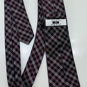 Joseph Abboud Dark Red and White Checkered Tie